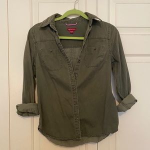 Olive green button down shirt